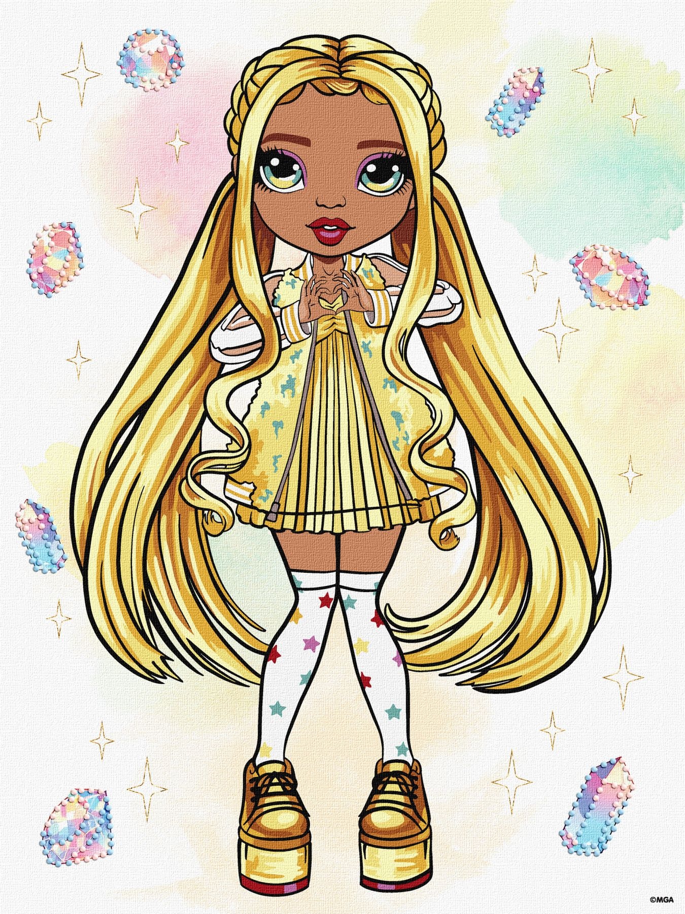 Tablou pe numere Ideyka Rainbow High. Sunny with hologram rhinestones 30х40cm (KHO1336)