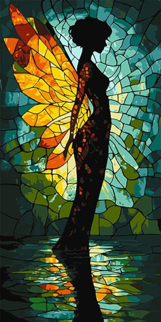 Tablou pe numere Ideyka Stained Glass Angel 40x80cm (KHO8612)