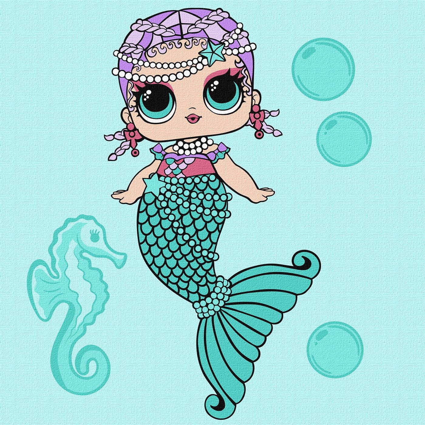 Tablou pe numere Ideyka L.O.L. Surprise! Mermaids Merbaby 40х40cm (KHO6262)