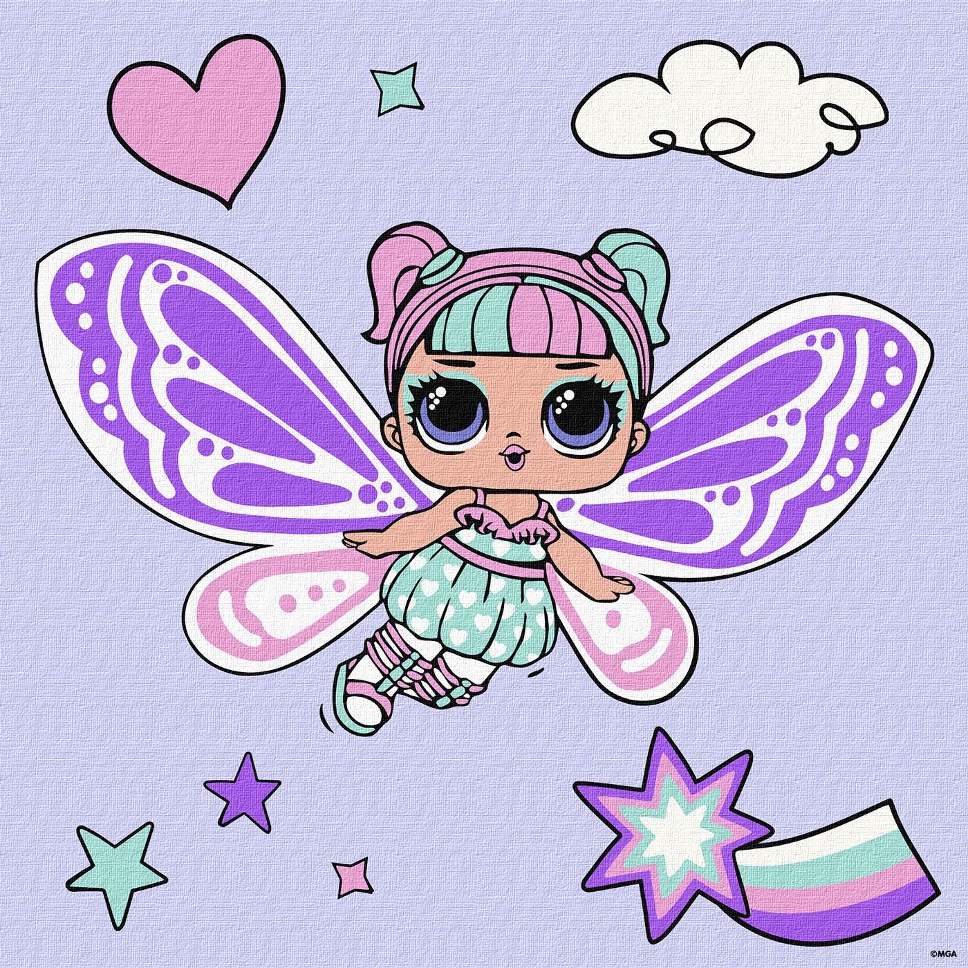 Tablou pe numere Ideyka L.O.L. Surprise! O.M.G. Fairies Sweetiefly 40х40cm (KHO1091)