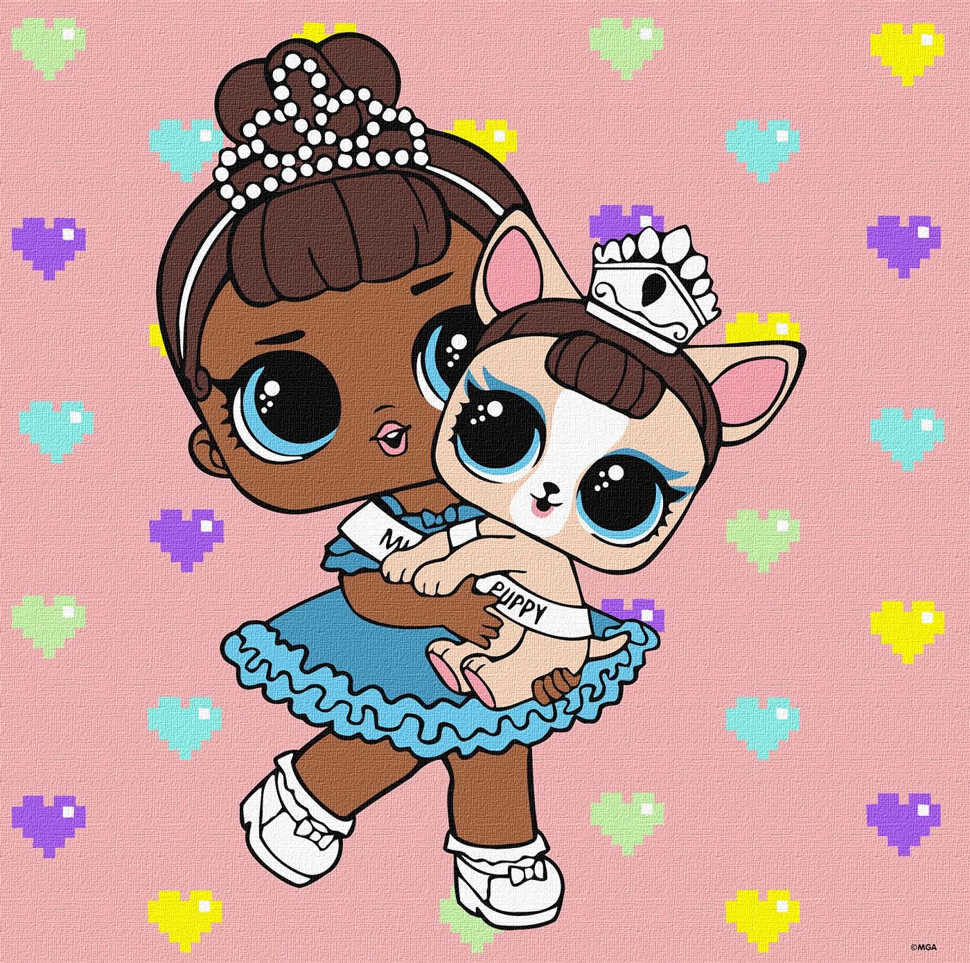 Tablou pe numere Ideyka L.O.L. Surprise! TroopSurprise Miss Baby With Miss Puppy 40х40cm (KHO6291)