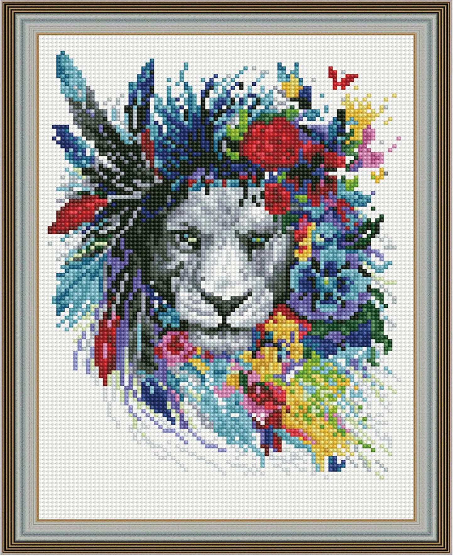 Mozaic cu diamante Diamond Lion With Flowers 30x40cm (YW00646)