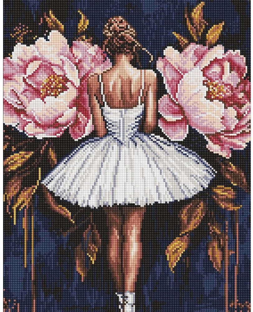 Mozaic cu diamante Ideyka Ballerina With Pink Peon 40x50cm (AMO8346)