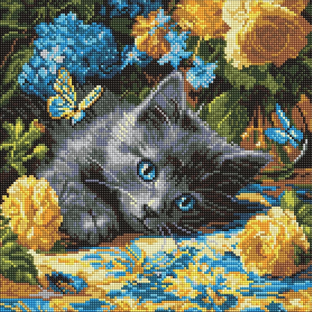 Mozaic cu diamante Ideyka Blue-Eyed Mowing 40x40cm (AMO8340)