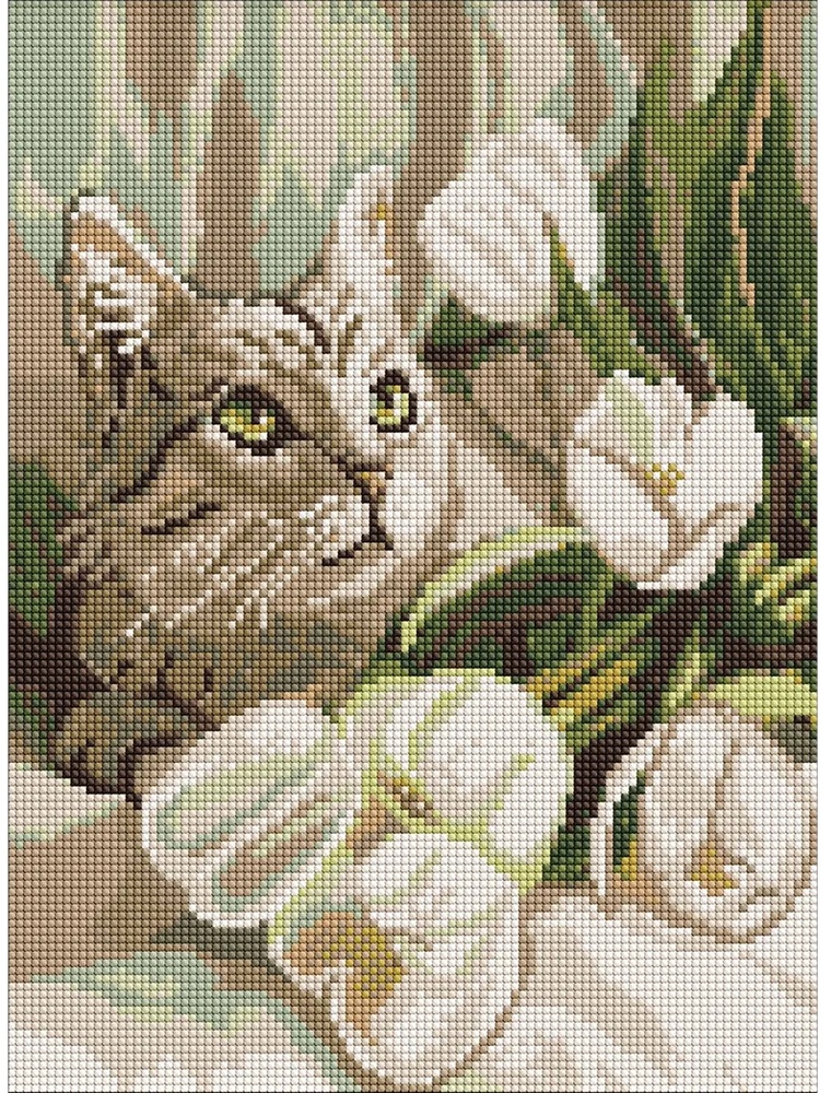 Mozaic cu diamante Ideyka Green-Eyed Cat With Tuli 30x40cm (AMO20099)