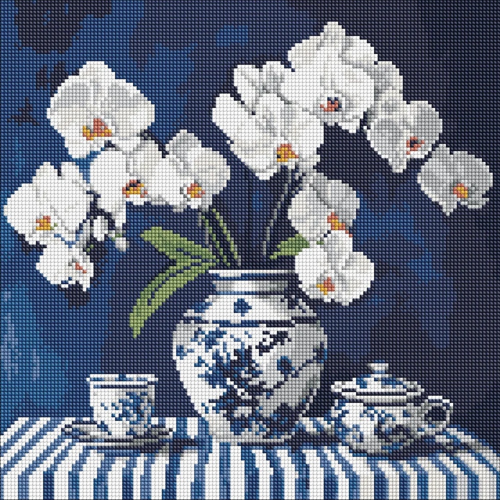 Mozaic cu diamante Ideyka Orchid In Porcelain 40x40cm (AMO8255)