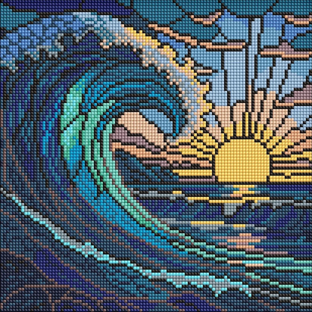 Mozaic cu diamante Ideyka Stained Glass Window. The Wave 5 30x30cm (AMO8320)
