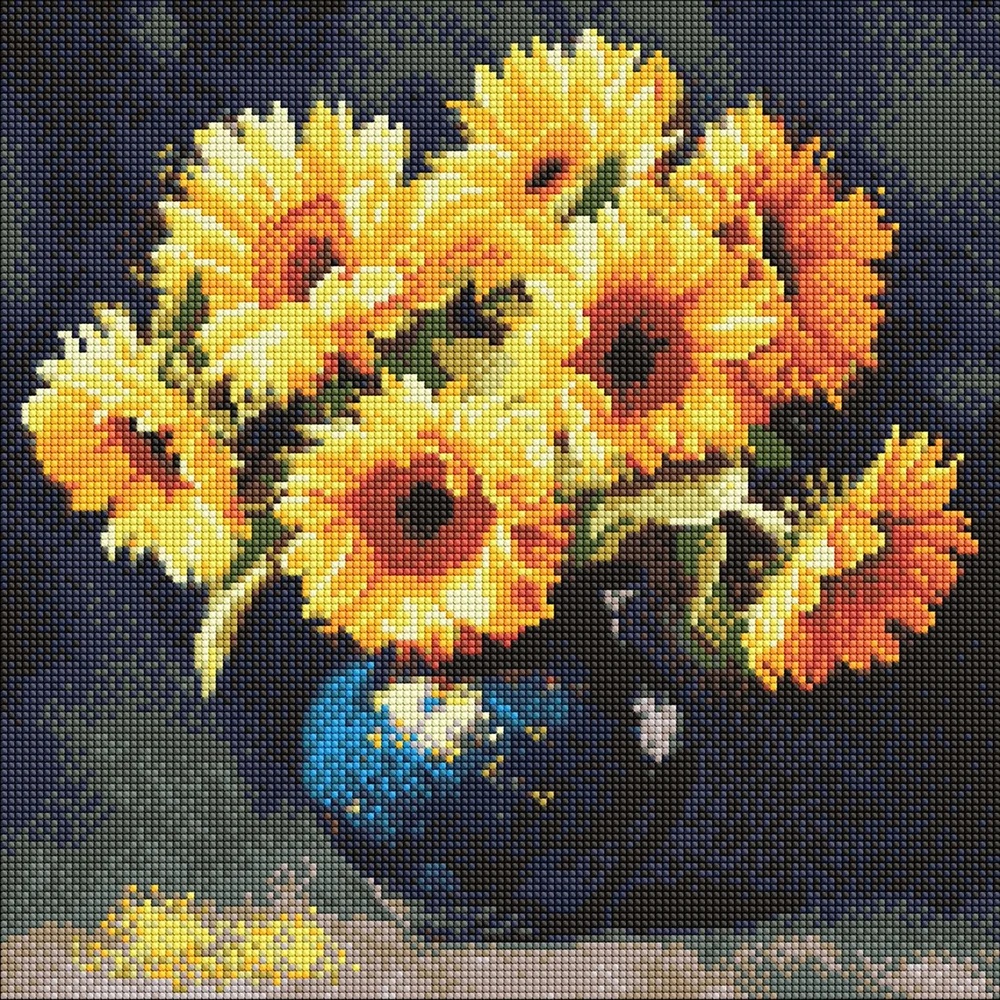 Mozaic cu diamante Ideyka Sunflower In The Dark 40x40cm (AMO8354)