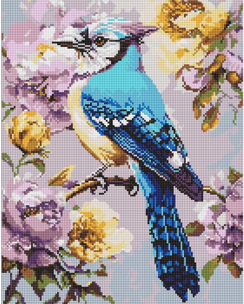 Mozaic cu diamante Ideyka The Jay In Peonies 40x50cm (AMO8294)