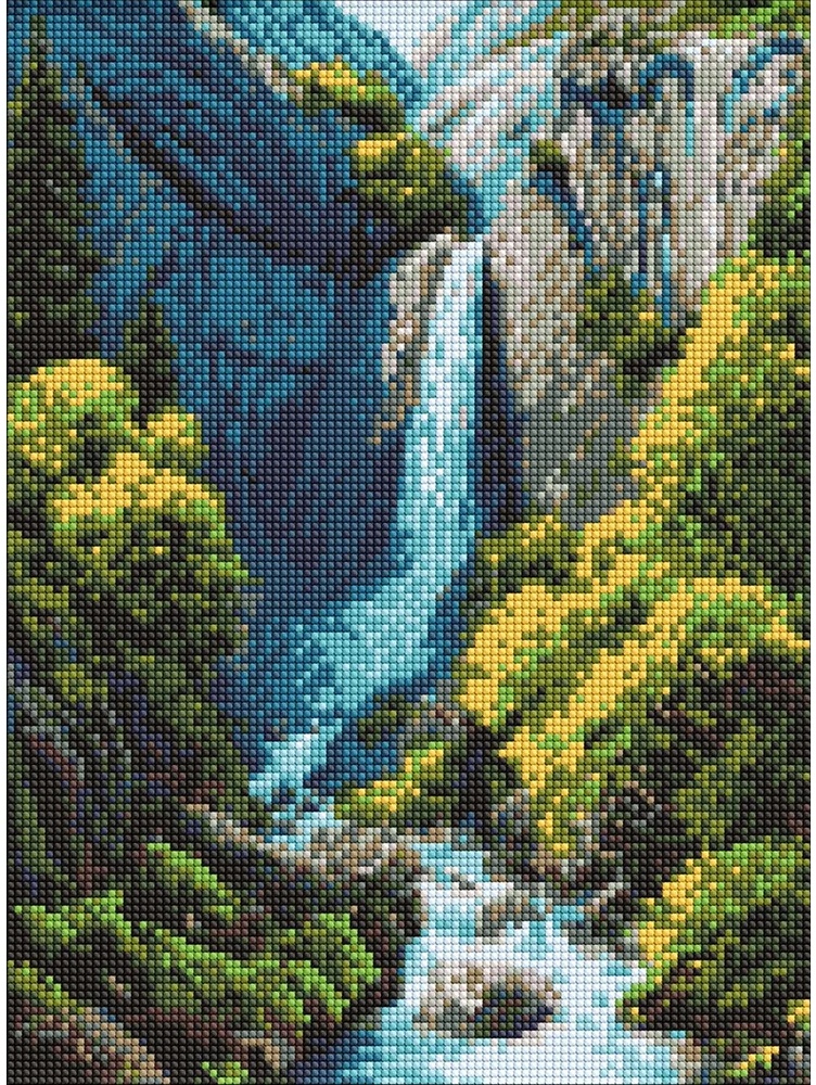 Mozaic cu diamante Ideyka Waterfall In The Mountai 30x40cm (AMO20230)