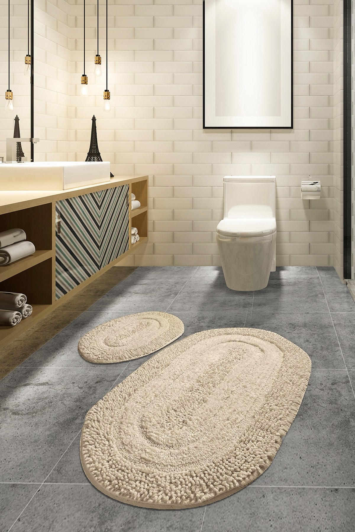 Set de covorașe de baie L'Essentiel Macaroni Beige