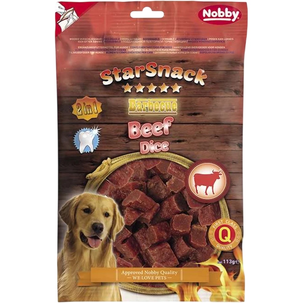 Snackuri pentru câini Nobby StarSnack BBQ Beef Dice 113g