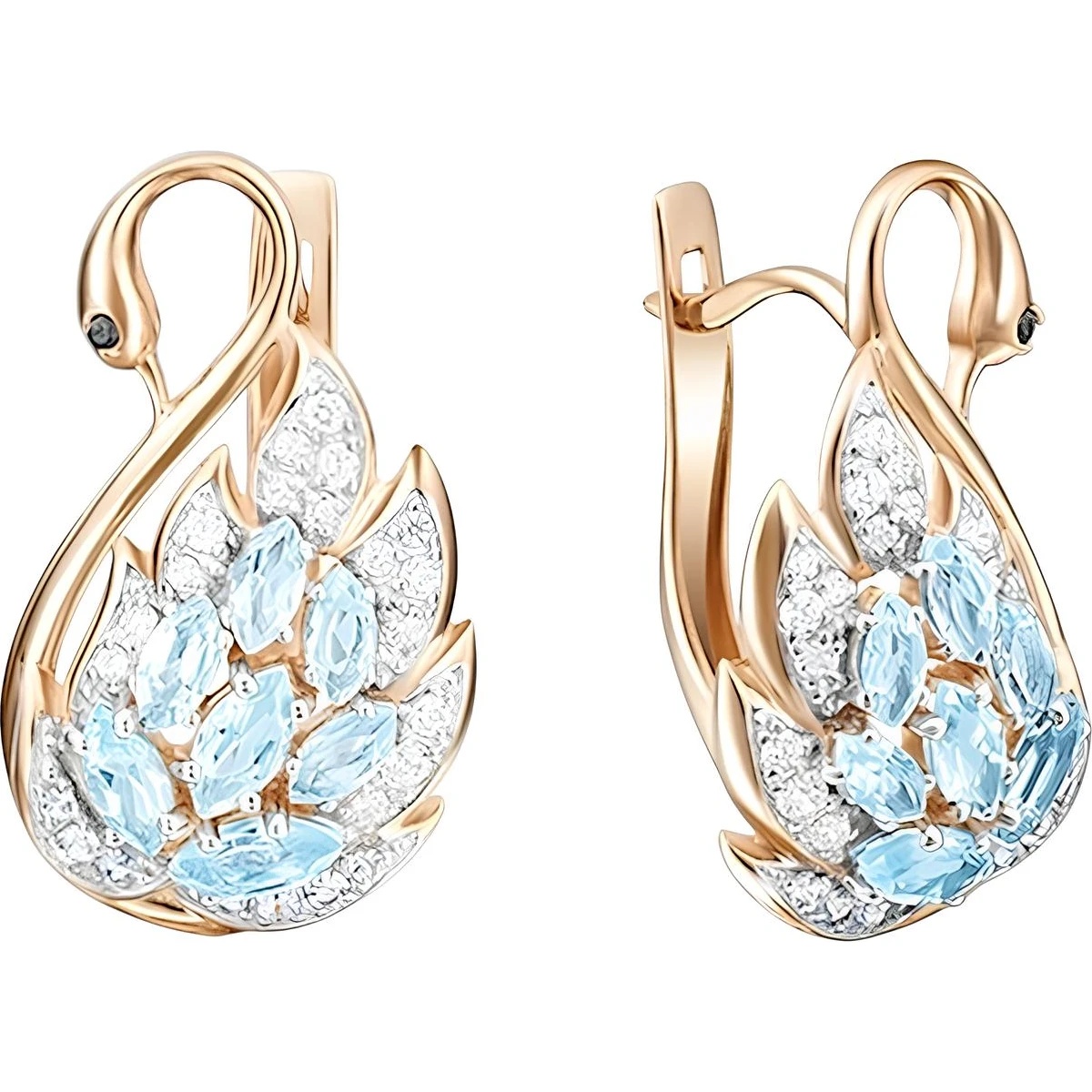 Cercei din aur Red cu topaz si zirconiu Platina 02-3740-00-207-1110-46 5,02g