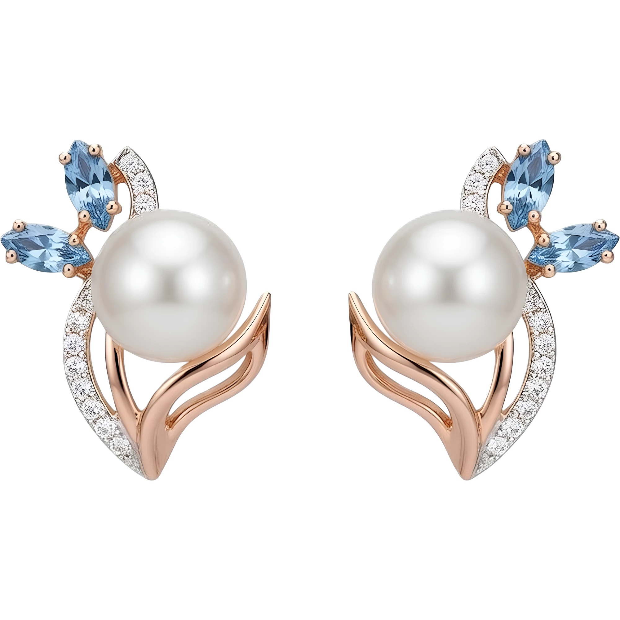 Cercei din aur Red cu perla,topaz si zirconiu Platina 02-1387-00-306-1110-31 5,29g