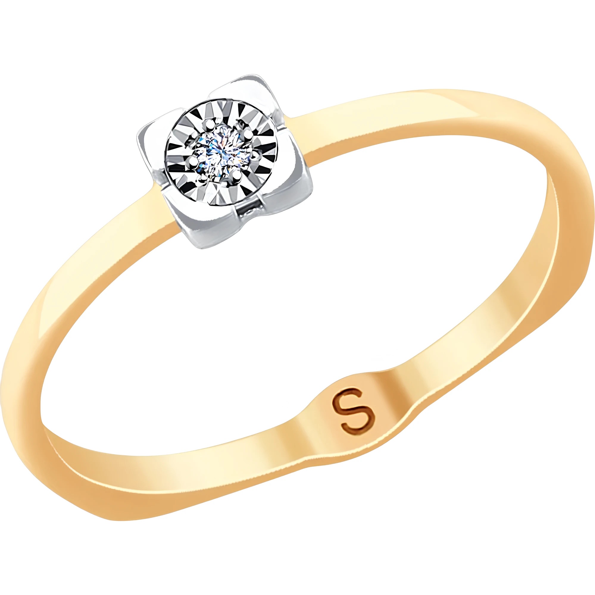 Inel din aur combinat cu diamant Casa Bosco 1011749 1,56g s.16,5