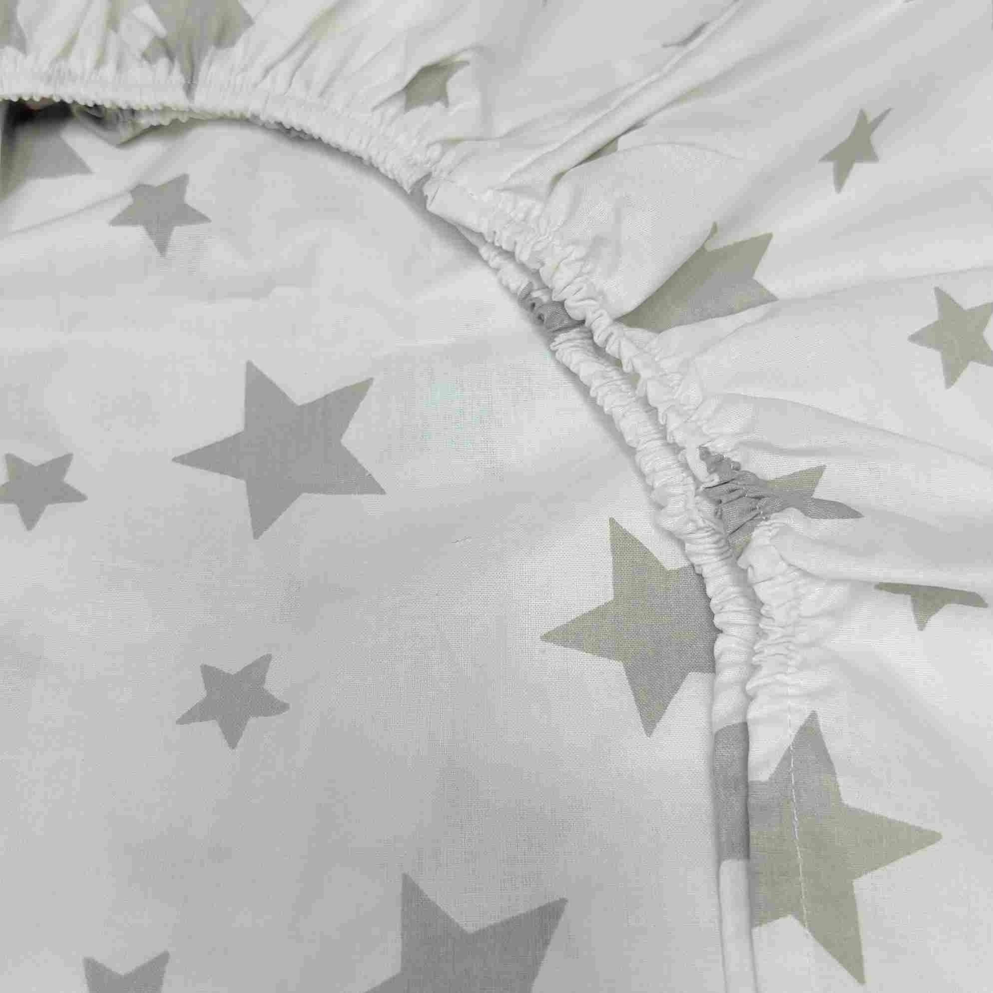 Cearșaf pentru copii Holala Kids Big Stars White Brown 190x80cm