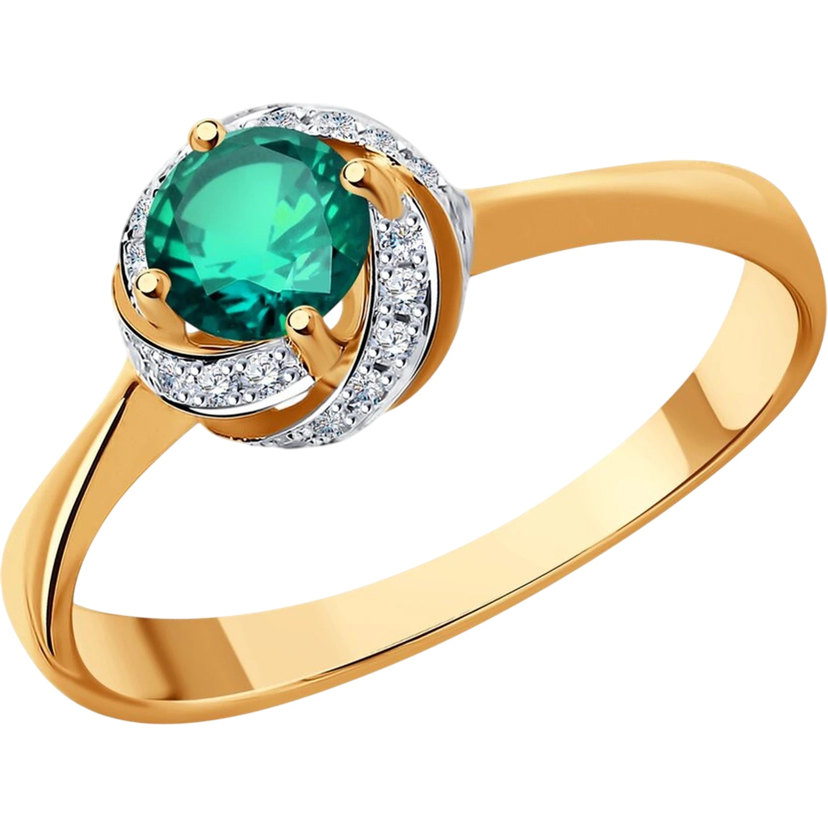Inel din aur Red cu diamante si smarald Casa Bosco 3010548 2,23g s.17,5