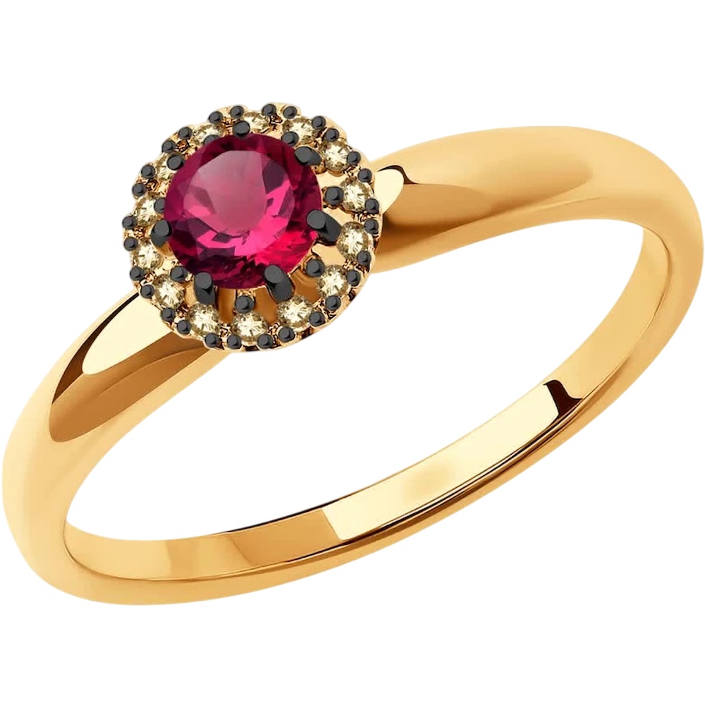 Inel din aur Red cu diamante coniac si rubin Casa Bosco 4010665 2,02g s.15,5