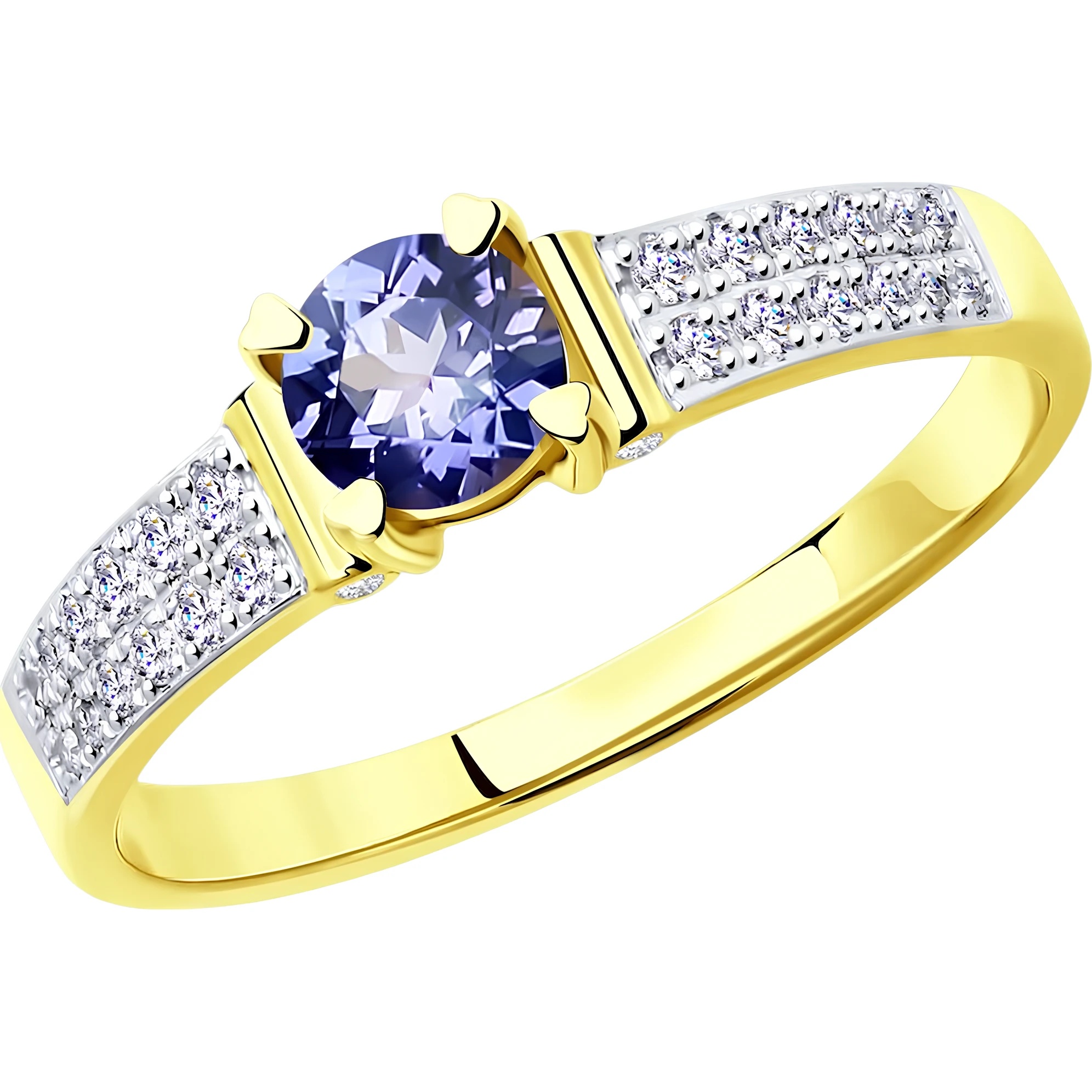 Inel din aur Yellow cu diamante si tanzanit Casa Bosco 6014098-2 2,35g s.18