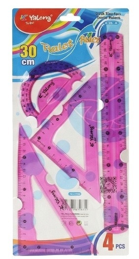 Set de rigle Yalong 30cm Pink 4pcs (YL243601-30-3)
