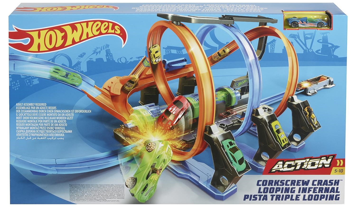Детский набор дорога Hot Wheels Corkscrew Crash Track (FTB65