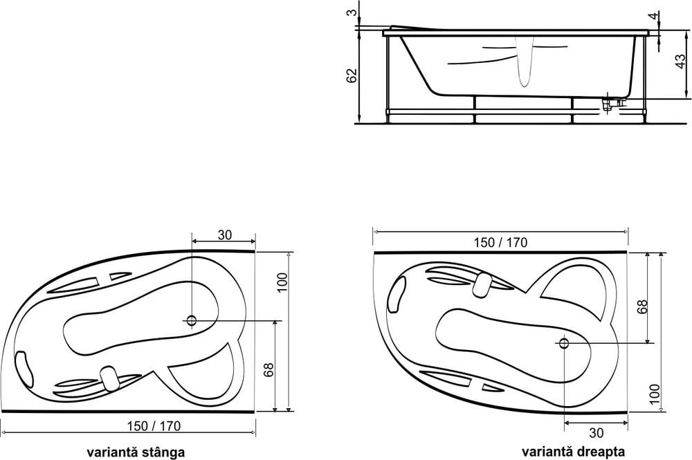 Ванна Manopera Oana 170x100 (S) – PandaShop.md. Купить Ванна Manopera ...