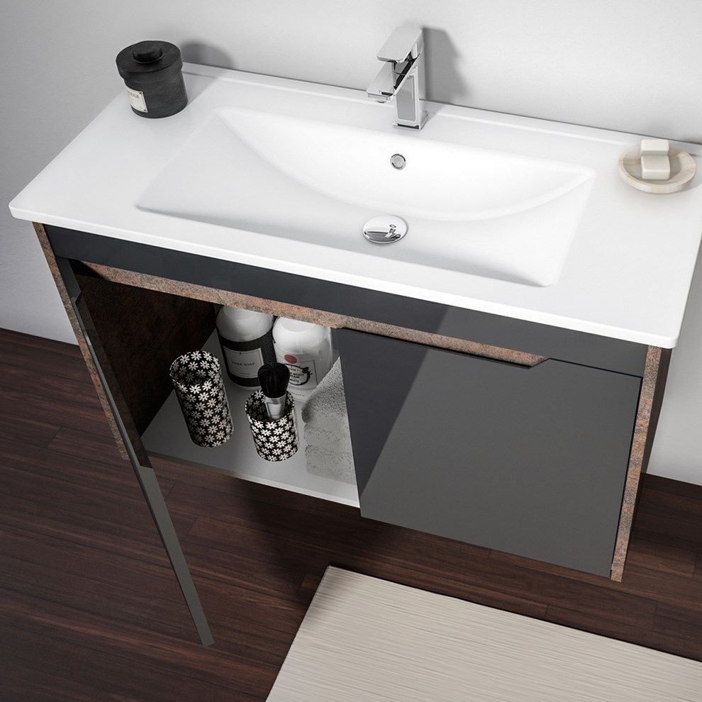 Шкаф с умывальником Orka Lago 85 Antracite (08516) – PandaShop.md ...