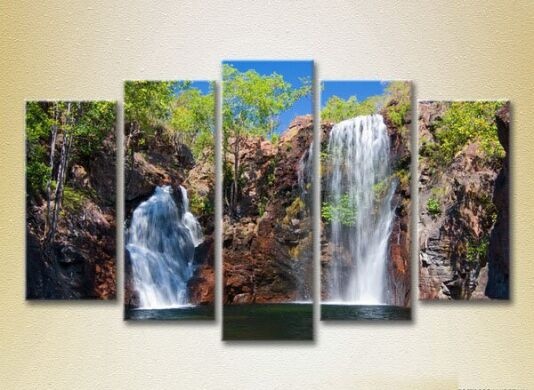 Rainbow Polyptych Waterfall in the rocks 01 (2224813)