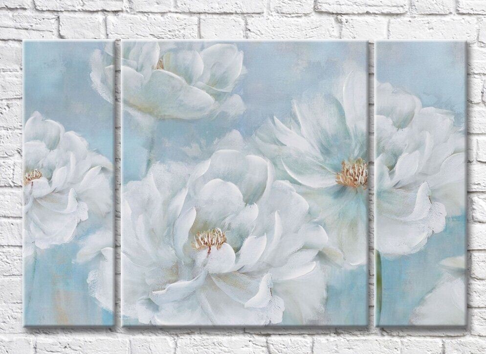 Pictură Magic Color White flowers on a Blue background (3572553)