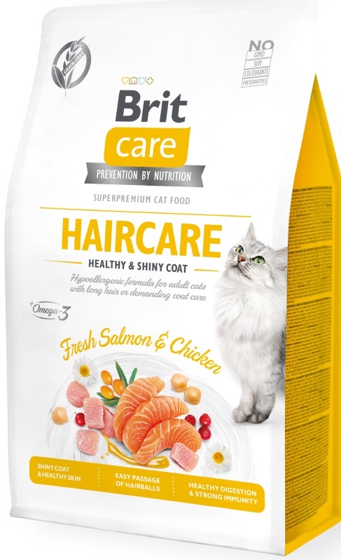 Hrană uscată pentru pisici Brit Care Grain Free Haircare Healthy & Shiny Coat 7kg