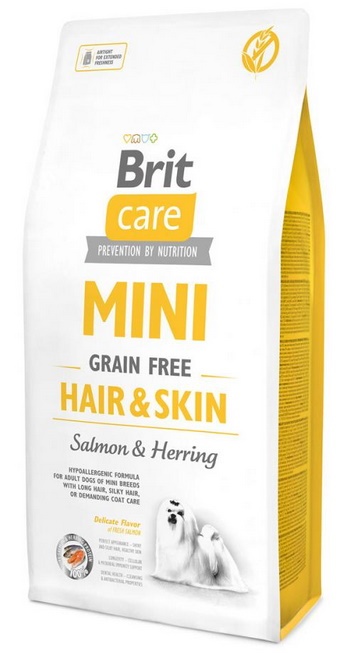 Hrană uscată pentru câini Brit Care Mini Grain Free Hair & Skin 7kg